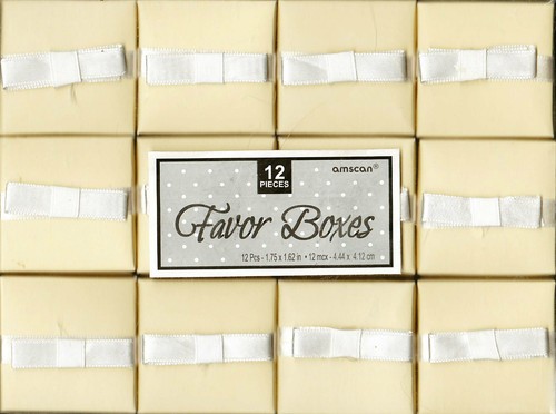 12 WEDDING FAVOR GIFT BOXES Shower Baby Bridal Reception Cadeaux Cream Ecru NEW