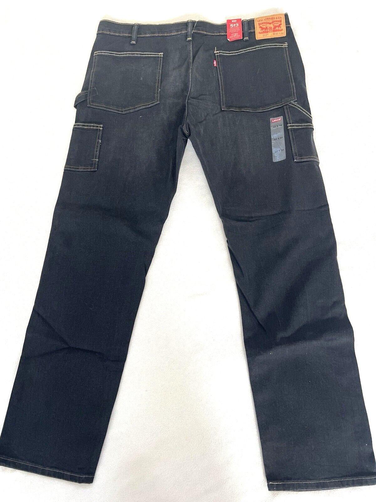 🔥LEVI'S 513 SLIM STRAIGHT CARPENTERS PANTS BLACK JEANS MEN'S 42x34 / RARE NWT image 3