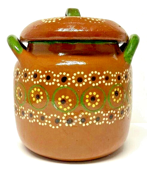 Olla de frijoles de arcilla roja mexicana Tlaquepaque Ollas de Barro 3 cuartos