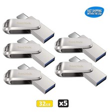 Sandisk Ultra Dual Drive Luxe 32GB USB 3.1 Type A  Type C Flash Drive 5 Pack 