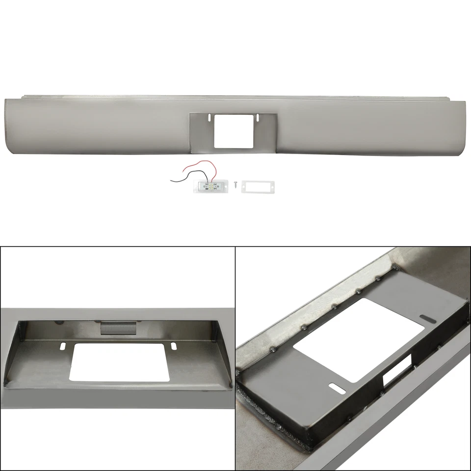 Steel Rear Bumper Roll Pan w/license plate light For 1972-93 Dodge D100/150/250 - Image 2 of 4