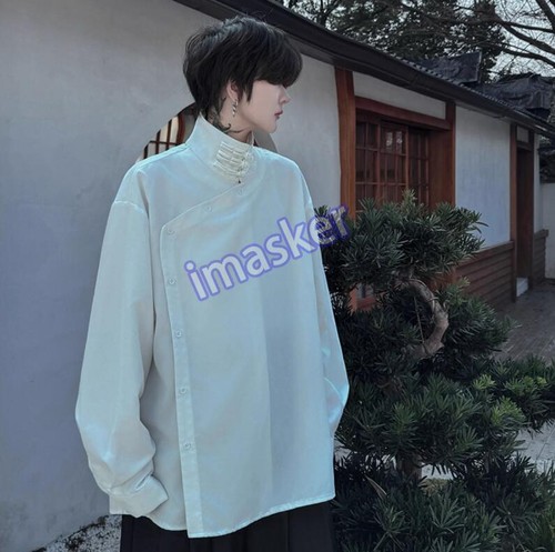 Moda Para hombres Retro Cuello Soporte PANKOU Manga Larga Suelta Informal Camisa Blusas - Imagen 14 de 30