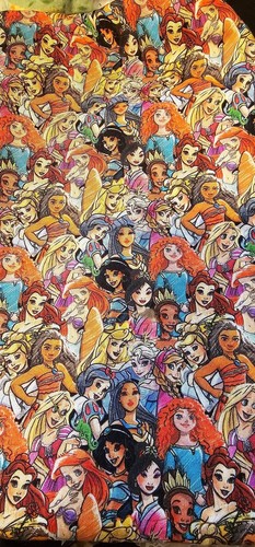 Disney Princess Collection Cotton Blend Fabric 30 x 56 Vibrant Prewashed - Picture 3 of 3