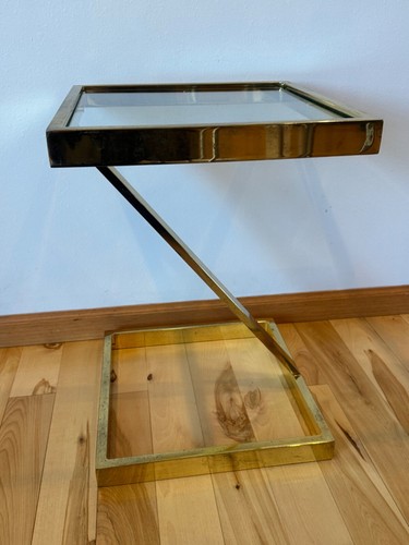 Vintage Milo Baughman Style Mid Century Modern Brass Z Side End Table - Picture 11 of 11