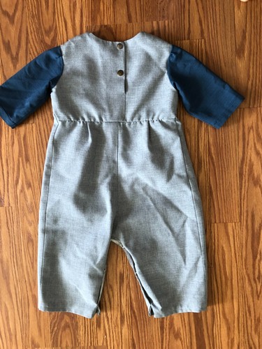 Authentic Amish Handmade Baby Boys Blue & Gray Romper see measurement for size - Bild 6 von 8