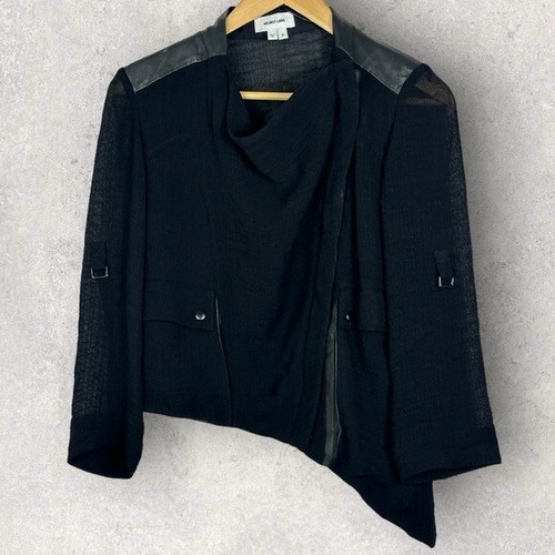 Helmut Lang Sheep Leather Silk Vapor Jacket Black Blazer Asymmetric Size XS Coat - Picture 8 of 15