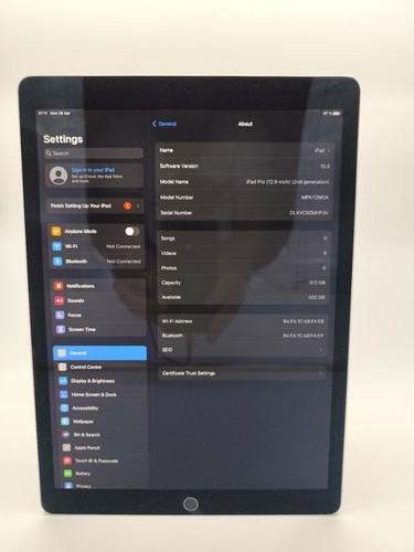 A1670 / Apple iPad Pro 12.9" 2.Gen / Grau / 4GB RAM / 512GB / Wi-Fi | Sehr gut - Bild 3 von 11