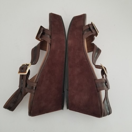 Corso Como Sandals Womens 9.5 Brown Wedge Platform Leather & Suede Buckle Straps - Picture 13 of 16