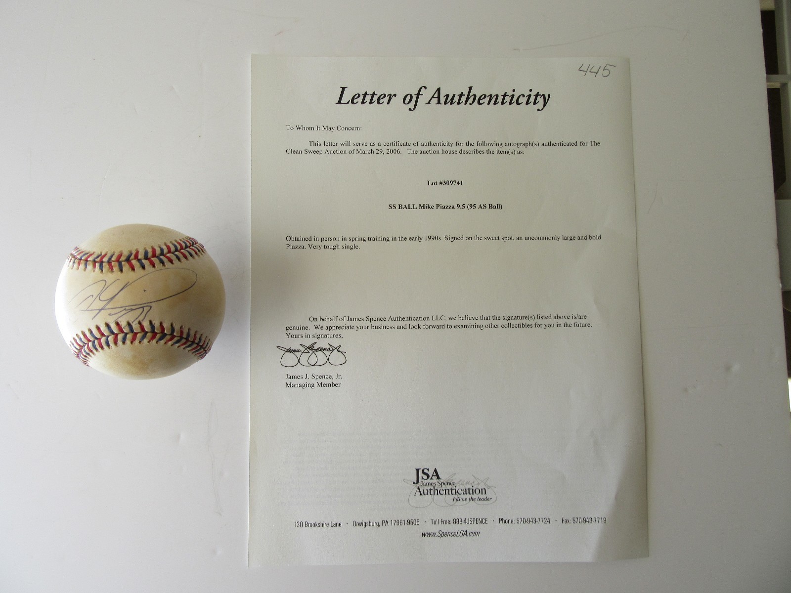 Mike Piazza Signed Official 1995 All Star Game Ball 9.5 LOA JSA Some Toning - Picture 7 of 9