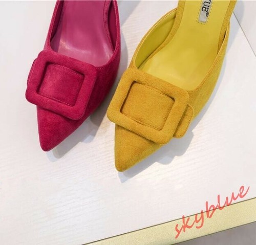 Sandalias de cuero para mujer de gamuza con punta de aguja de tacón de aguja - Imagen 7 de 17