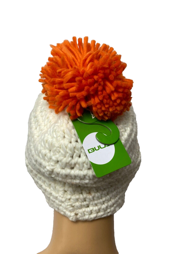 BULA Mütze Wintermütze Bommelmütze Bindemütze Damen Weiß Orange Strick Ski - Bild 3 von 7