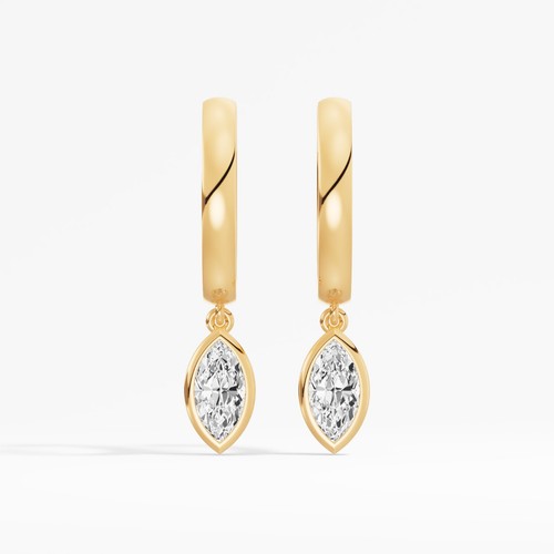 1.02 Ct Lab Created Marquise Diamond Hoops Earring in 14K Yellow Gold - Picture 4 of 12
