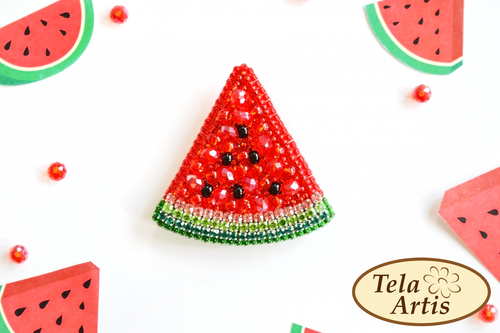 DIY Brooch Watermelon Kit Embroidery DIY Jewelry Making Beadwork b-004 - Picture 8 of 10