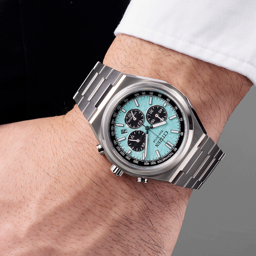 Citizen CA4610-85M Eco-Drive Super Titanium Chronograph Sapphire Light Green - Picture 4 of 4