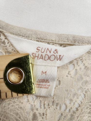 Sun Shadow Women M Tank Top Shirt Sleeveless Cream Racerback Lace Boho Festival - Bild 4 von 7