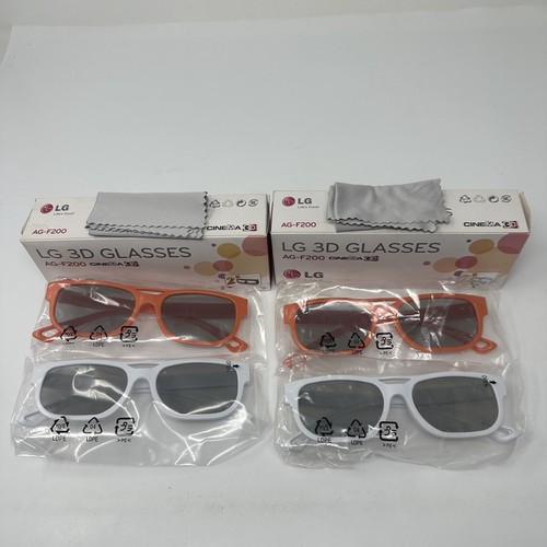 LG 3D Glasses Cinema 3D AG-F200 2 Glasses/Box 4 Pairs Total Orange White - Picture 1 of 7