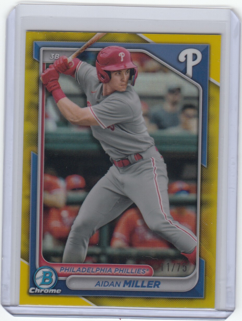 2024 Bowman Chrome Canary Yellow Refractor 11/75  #BCP-27 Aidan Miller Phillies