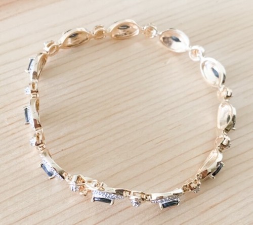 Gorgeous 1.54ctw GENUINE SAPPHIRE STONE & DIAMOND BRACELET 7.5" NEW!! - Picture 1 of 7