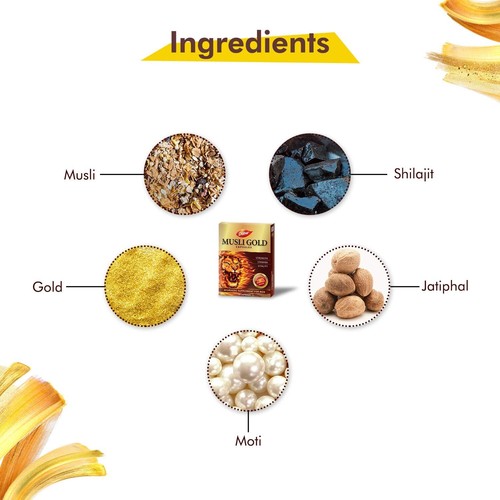 10Cap Musli Capsule Oro per Uomo Integratore Ayurvedico Allevia Debolezza Generale - Foto 2 di 4