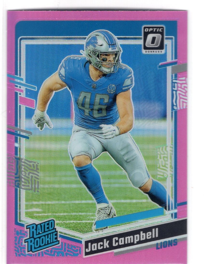 Jack Campbell Pink Holo Prizm Rated Rookie RC 2023 Optic Card #235 Detroit Lions