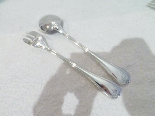 Vintage French silver-plated serving fork & spoon Christofle Malmaison empire