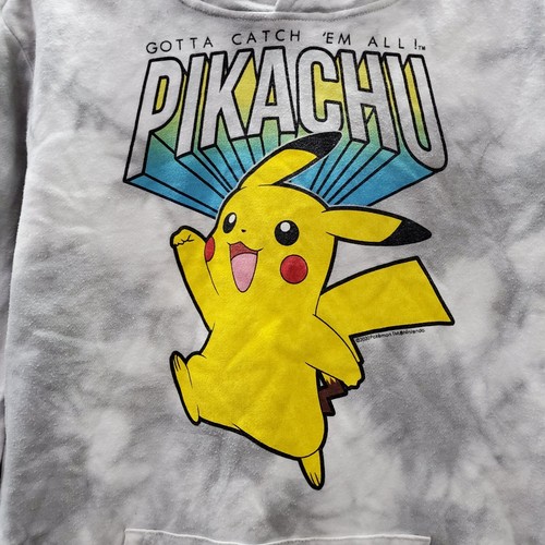 Pokemon Boys Sweater XL Gray Tie Dye Hoodie Logo Pikachu Graphic READ - Picture 2 of 8