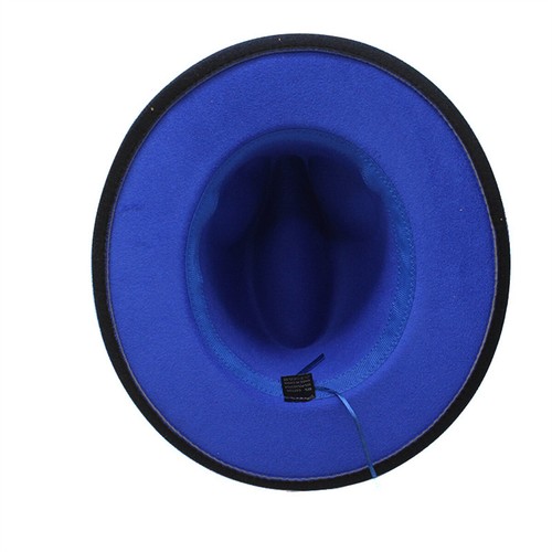 Herren Damen breite Krempe Wollfilz Panama Farbverlauf Cowboy Kappe Feder Jazz Hut Retro - Bild 8 von 21