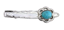 2 INCH 10x8 OVAL NATURAL TURQUOISE CAB SILVER COLOR TIE CLIP BAR EPTT463/61125