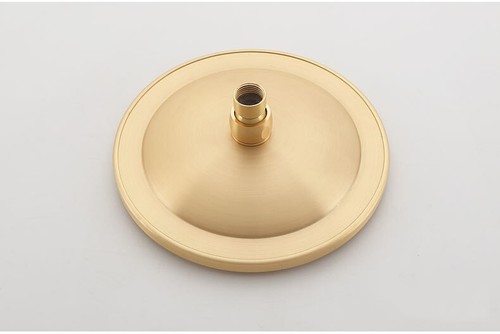 Set rubinetto doccia bagno testa pioggia salvamano miscelatore rubinetto unità oro spazzolato - Foto 3 di 6