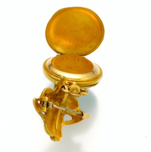 WOMENS ART NOUVEAU GOLD LAPEL WATCH WITH PIN | 18K GOLD CA1909 - Picture 5 of 7