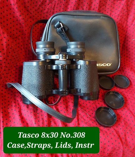 TASCO 8x30 No.308 Binocs~Case+Straps, Coated Lens & All Lids~VGC~Works Perfectly - Picture 3 of 16
