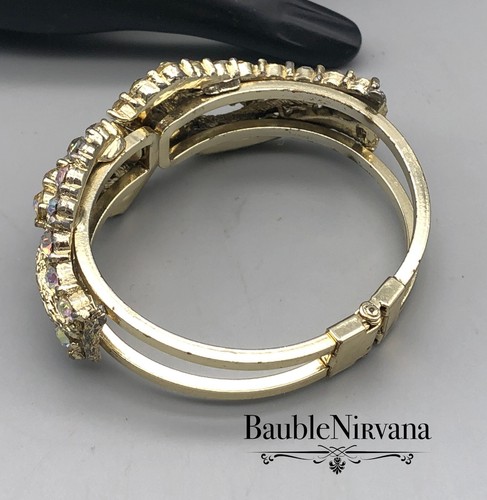 Brazalete Clamper Grueso Juliana Vintage Chapado en Oro AB Estrás Iridiscente - Imagen 6 de 7