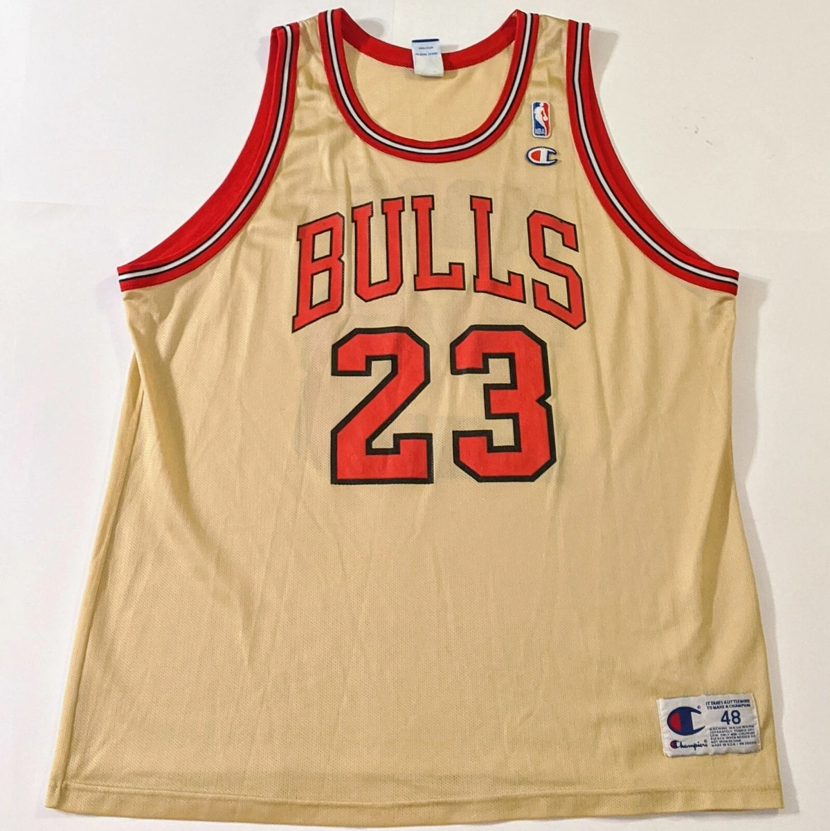 Vintage Gold Champion Jersey Michael Jordan Chicago Bulls 48 RARE LAST  DANCE 