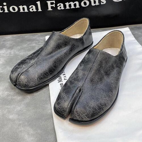 Mocassini slip on casual uomo donna punta spaccata vera pelle di mucca scarpe basse tg - Foto 2 di 19