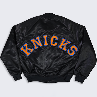 New York Knicks Vintage 80s Chalk Line Satin Bomber Jacket