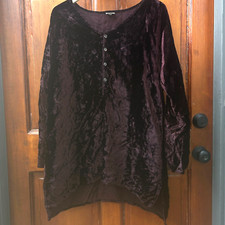 CP Shades Crushed Velvet Burgundy Button Tunic Mini Dress Rayon Size Medium