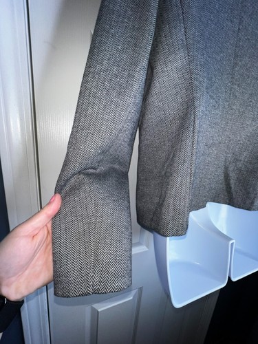 Blazer Traje Chaqueta Clásico Tahari Mujer Gris Medio Negro Espiga M 8 10 - Imagen 7 de 16