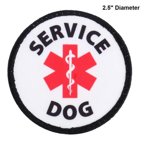 SERVICE DOG, EMOTIONAL SUPPORT ANIIMAL ESA E.S.A. PATCHES SMALL MEDIUM ROUND - Picture 5 of 17
