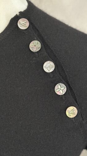 Louis Vuitton Paris Black Cashmere Short Sleeve Sweater (Button Logo) Size S - Picture 3 of 10