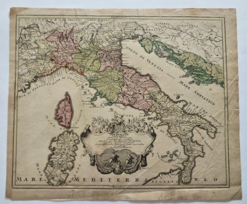 Italy Kingdom of Naples Italia c.1720 Weigel decorative rare map - Picture 4 of 4