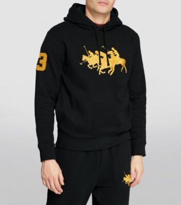 Polo Ralph Lauren Hoodie in Black with Gold Embroidered
