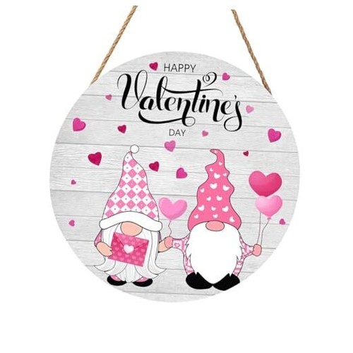 Happy Sign, Valentines Day Door Decor Wood 12 x 12 inches Valentine's Day