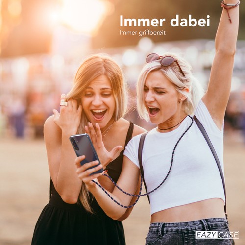 Handyhülle zum Umhängen für Samsung Galaxy S25 Plus Kordel Kette Blau Camouflage - Zdjęcie 3 z 7