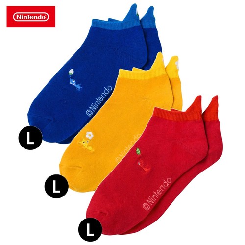 Nintendo TOKYO PIKMIN Ankle Socks Set of Blue Yellow Red Size L 8-10in JAPAN NEW - Picture 1 of 12