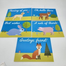 Lot 5 Greeting Cards w Animals Thinking of You Best Wishes Thanks Blank Inside