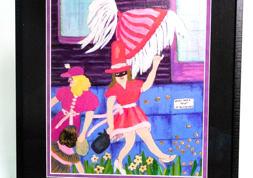 Mary Anne Pecot de Boisblanc "Karneval" gerahmt Original Gemälde 14x20 signiert - Bild 4 von 16