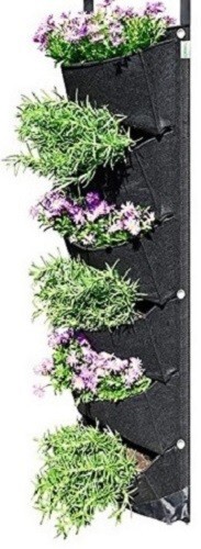 Hanging Vertical Wall Planter Black Fabric with SIX Wall Pockets Plants Not Incl - Picture 2 of 4