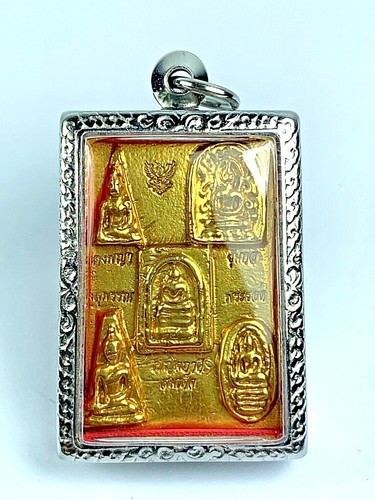2 SIDES GOLD BRASS SOMDEJ BENJAPAKEE BUDDHA PENDANT FETISH TALISMAN THAI AMULET - 第 2/12 張圖片