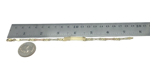Multi Tone 7.4 Inches long Ladies ID Bracelet Solid Real 14K Gold 6.3 Gr - Picture 9 of 12