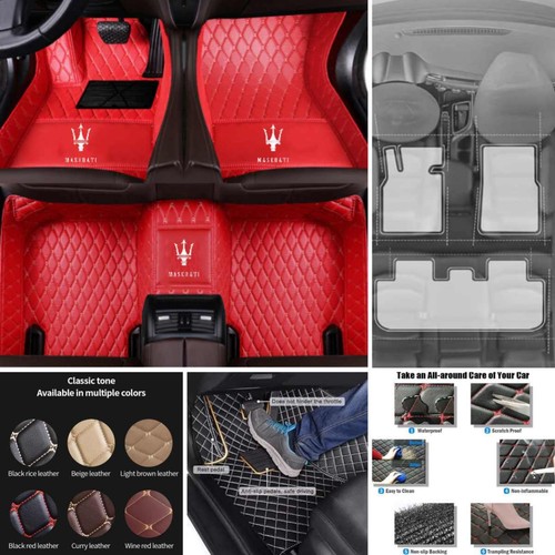 For Fit Maserati Car Floor Mat Carpets Non-Slip Waterproof Custom Front & Rear - Imagen 2 de 34